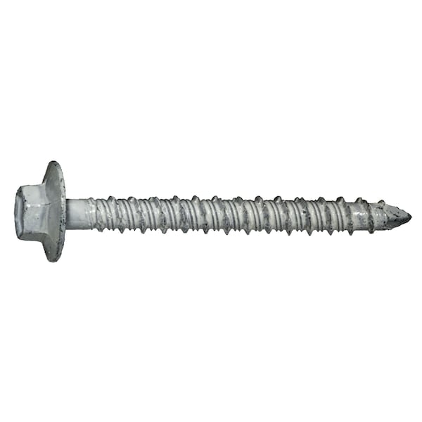 Midwest Fastener Tapcon Masonry Screw, 1/4" Dia., Hex, 2 1/4 in L, Steel White Ruspert, 100 PK 51788 - main